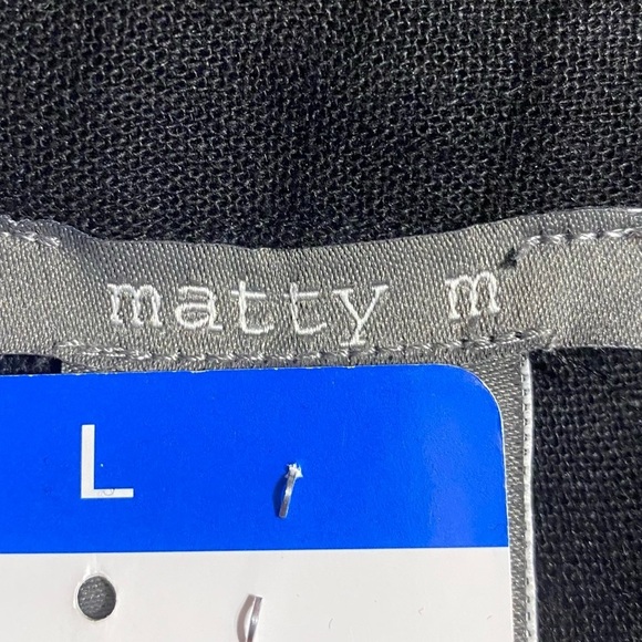 Matty M Linen Blend Button Front Romper L Black Belted Multi Pocket NWT - Picture 6 of 7